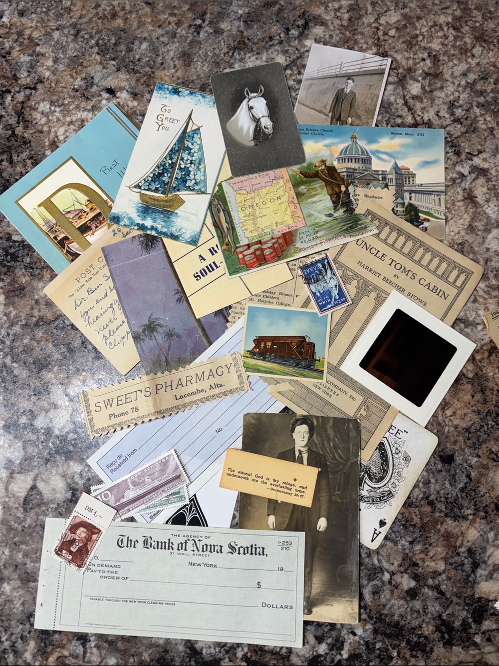 Vintage Ephemera Mixed Media  in Brown and Cream Lot AA